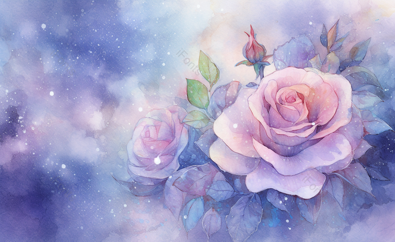 一朵水彩紫色玫瑰梦幻手绘背景,插画/手绘图,插画/手绘图库,插画/手绘图下载,插画/手绘